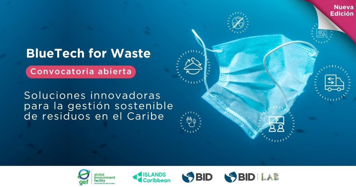 ¡Inicia la convocatoria para #BlueTechForWaste! Esta iniciativa lanzada por <a href="/IDB_Lab/">IDB Lab</a> y <a href="/theGEF/">Global Environment Facility (GEF)</a> busca encontrar soluciones innovadoras para la gestión #sostenible de sustancias químicas y residuos peligrosos en diez países del #Caribe.

Inscríbete aquí: bit.ly/3GQl2vQ