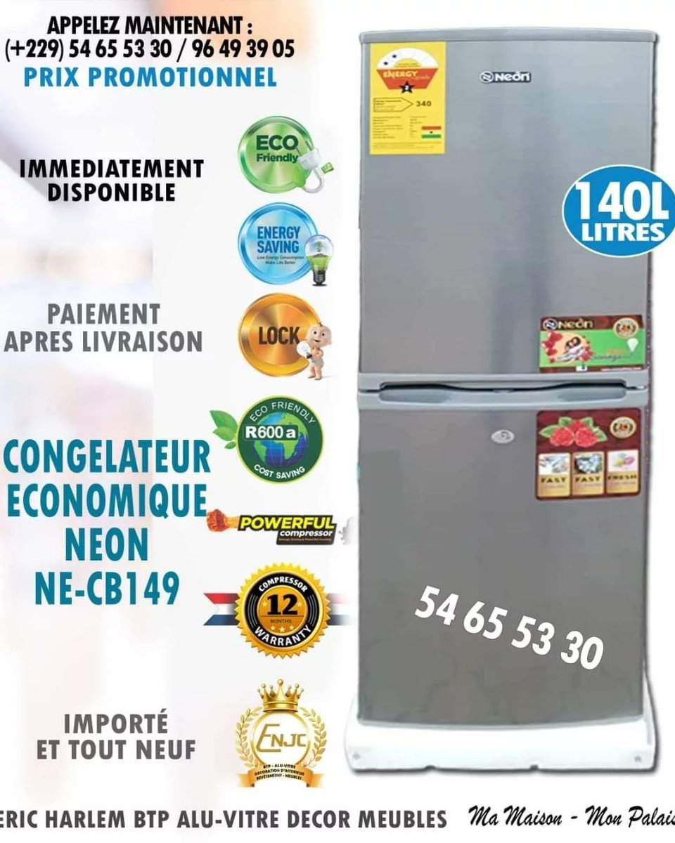 eric_harlem3's tweet photo. COMMANDEZ MAINTENANT ☎️🇧🇯 (+229) 54 65 53 30 / 96 49 39 05 et PRENEZ LE DOUBLE CONTRÔLE POUR LA CONSERVATION DE VOS PRODUITS AVEC CE MODÈLE NÉON 140L.
✔️ IMMÉDIATEMENT DISPONIBLE 
IMPORTÉ TOUT NEUF. LE STOCK EST TRÈS LIMITÉ ⏱️
🚛 LIVRAISON GRATUITE... PAIEMENT À LA RÉCEPTION. https://t.co/5gTbcTKTUX