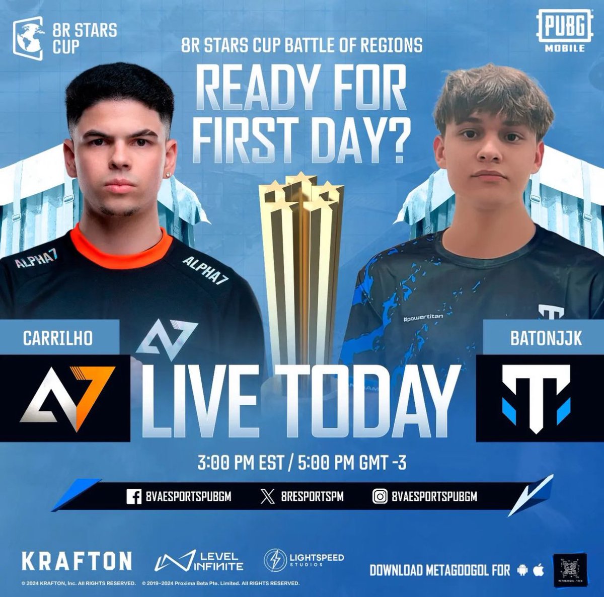 metagoogoltech's tweet photo. Let’s Go!!!! Tournament starts at 3:00 PM EST/ 5:00 PM GMT  

https://t.co/2Q90couduF

#metagoogol #esports #pubg https://t.co/BjrYCVR6Np