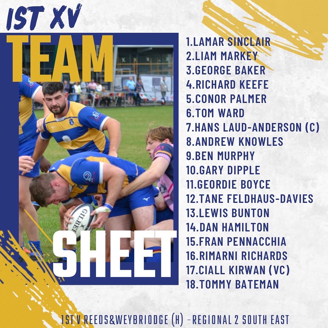 BeckenhamRFC's tweet photo. Tomorrows Men’s 1XV and 2XV teams for a double header at Balmoral Ave 

1XV v @reedsweybridge 
2XV v @sidcuprugby 

Both games:
⏰2pm
🏟️Home

3XV/4XV friendly v @OldCatsRFC (A) https://t.co/uSBNksk1EI