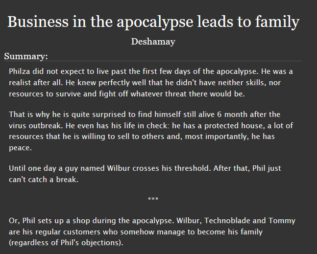 SbiFics's tweet photo. Business in the apocalypse leads to family by Deshamay

https://t.co/vz3pXgexwH

Warnings: Blood and Injury

Words: 13015

Completed 🌸
🦝 https://t.co/ONlvxphhhc