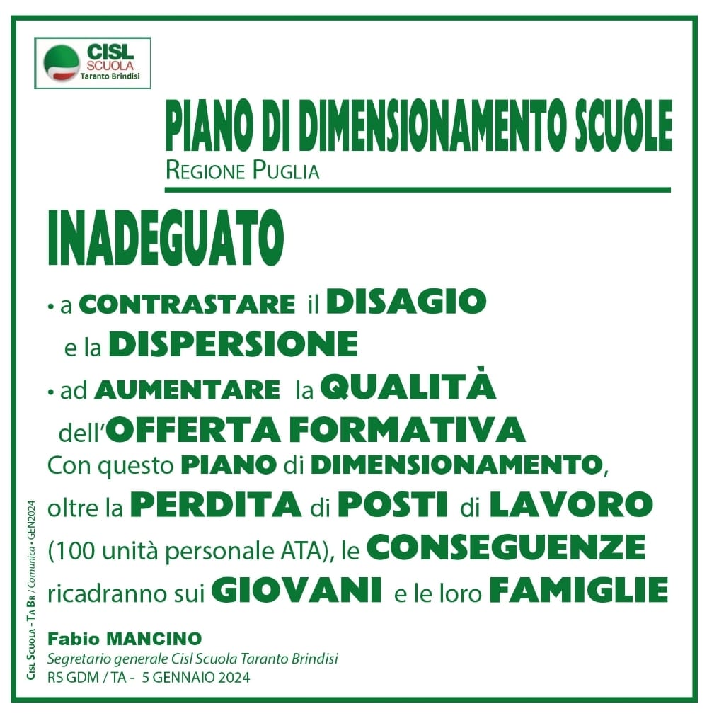 CISLSCUOLATABR_'s tweet photo. 🟩 su La Gazzetta del Mezzogiorno 
FABIO MANCINO "PIANO DIMENSIONAMENTO INADEGUATO"
Rassegna stampa 
https://t.co/WoJZy8KmBB @cislscuola @IvanaBarbacci @robertocalienno @CislPuglia @cislscuolapuglia @fabiocmancino @CISLSCUOLATABR_ @CislTaBr https://t.co/WE8wC6M8cP