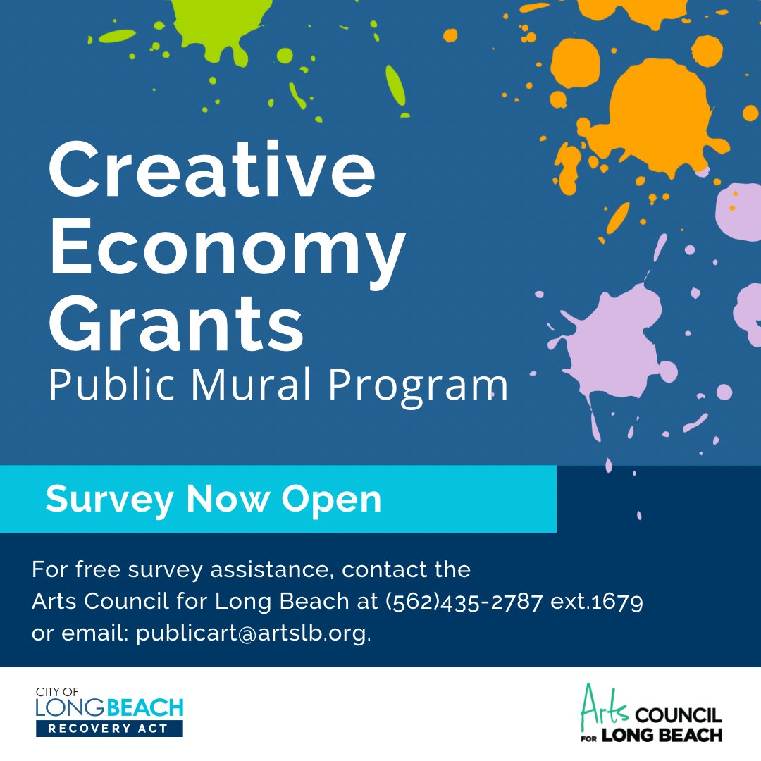 LongBeachCity's tweet photo. π’ Hey Long Beach! We are seeking YOUR input for the Public Mural Program. π¬ Join the conversation by participating in the community survey now through Feb. 2. Share your thoughts on mural locations and themes. Survey π https://t.co/5urj19K3u5
#LBrecovers https://t.co/lHG2WvWjQm