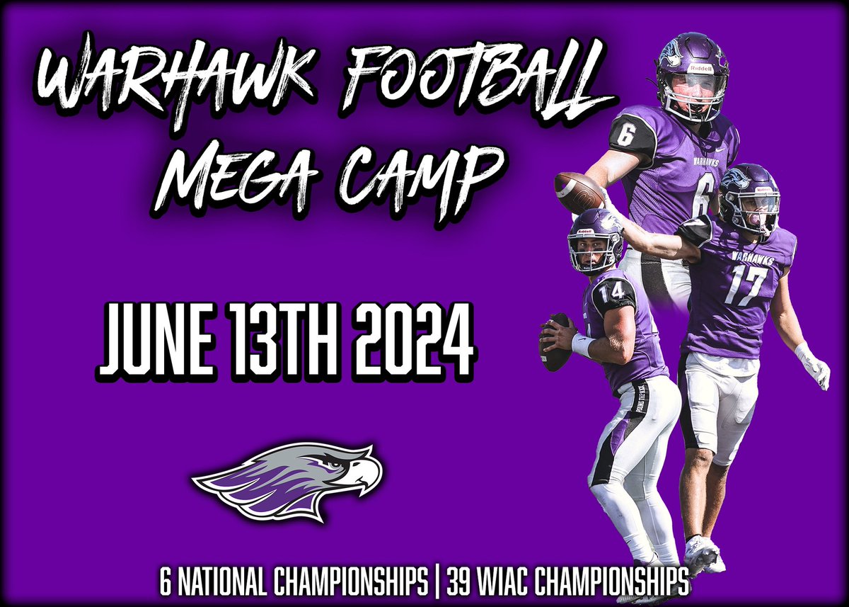 🚨BREAKING:

We are excited to announce that we will be hosting our 1st Mega Camp this summer. 

The best from around the country will be in attendance! 

Get signed up today:  uww.edu/ce/camps/athle…

See you on June 13th!