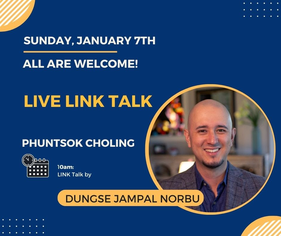 We warmly welcome Dungse Jampal Norbu’s LINK offering this Sunday, 7 January, live from Phuntsok Choling, Ward CO. RSVP for in-person attendance via bit.ly/4aMlpVZ Listen live this & every Sunday, 10am MT, 12pm EST, 5pm GMT. Free registration at bit.ly/3Ca1kZz