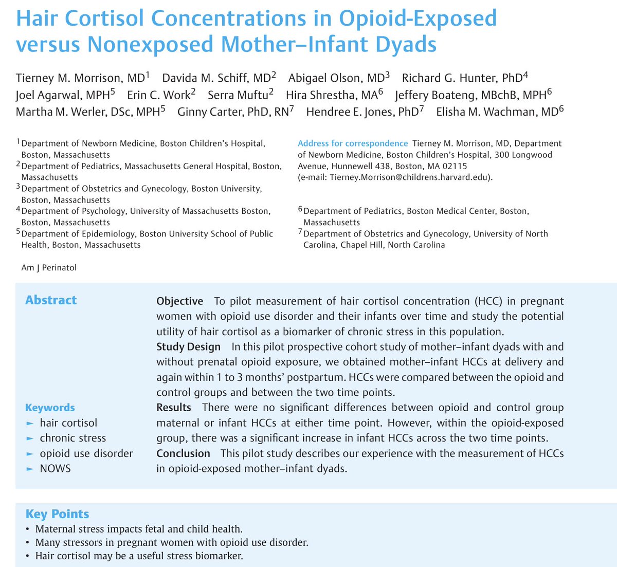 joel_agarwal's tweet photo. 🎉Hot off the press!🎉 We show for the first time hair cortisol concentrations (HCC) in mother–infant dyads with and without prenatal opioid exposure and change in HCCs over time in the early postnatal period. HCCs increased over time in opioid-exposed infants. #AcadmicTwitter https://t.co/0mIfCM0ktk