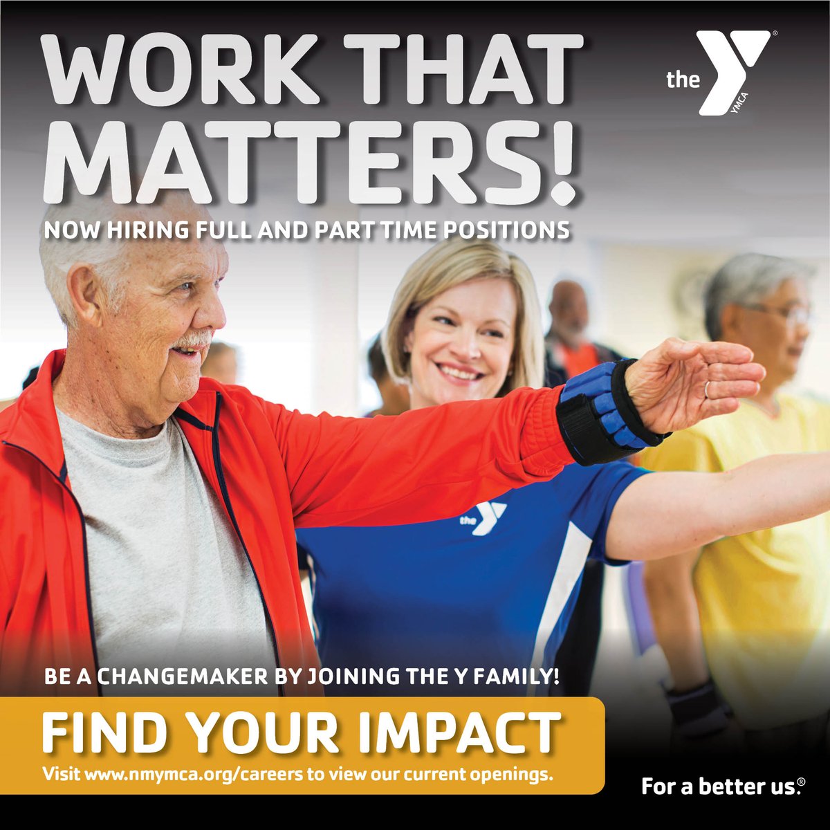 NMYMCA's tweet photo. Looking to make a difference in people's lives? Check out the Y for various job openings in sports, wellness, childcare, and more! Be a changemaker in your community at https://t.co/dOsCZkPZHk!

#NMYMCA #WorkThatMatters https://t.co/VeGtKscaGO