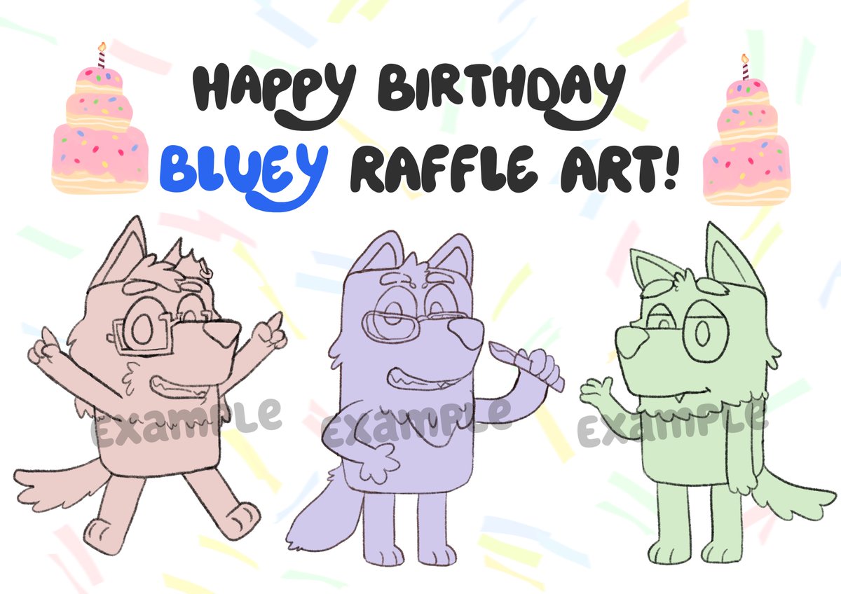 hock_nawow's tweet photo. 🎉🎂Happy Birthday to ME🎂🎉
BLUEY style YCH Raffle! 
Rules : 
1) Follow (New followers are welcomed)
2) Like &amp; Repost
3) Reply your OC ref/pic
*Every species will be changed to canine
*There will be 3 winners

Ends on 8th JAN 2024 at 6:00PM GMT+7 https://t.co/GOWvwDfu2U