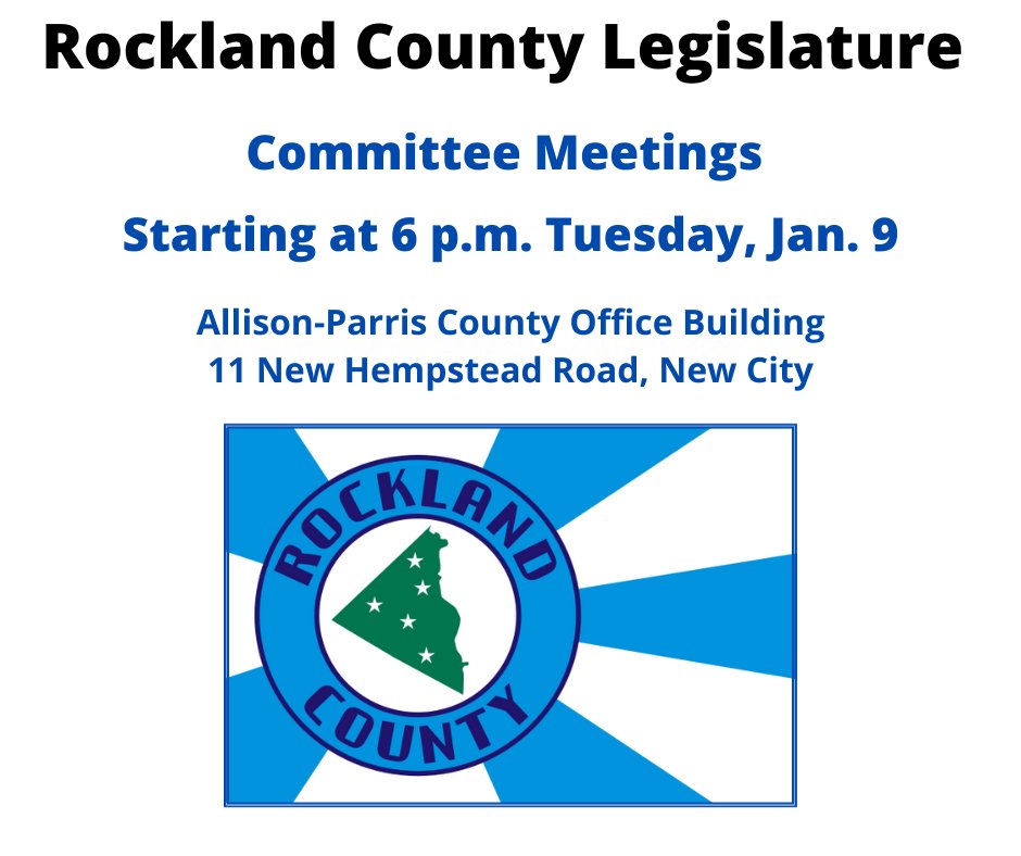 Committee meetings start 6 p.m. Tuesday, Jan. 9. Schedule: 6 p.m., Environmental; 6:15 p.m., Public Safety; 6:30 p.m., Multi-Services; 6:45 p.m., Economic Development; 7 p.m., Planning & Public Works; 7:05 p.m., Budget & Finance; 7:45 p.m.,Rules Agendas: bit.ly/3RQxOzL