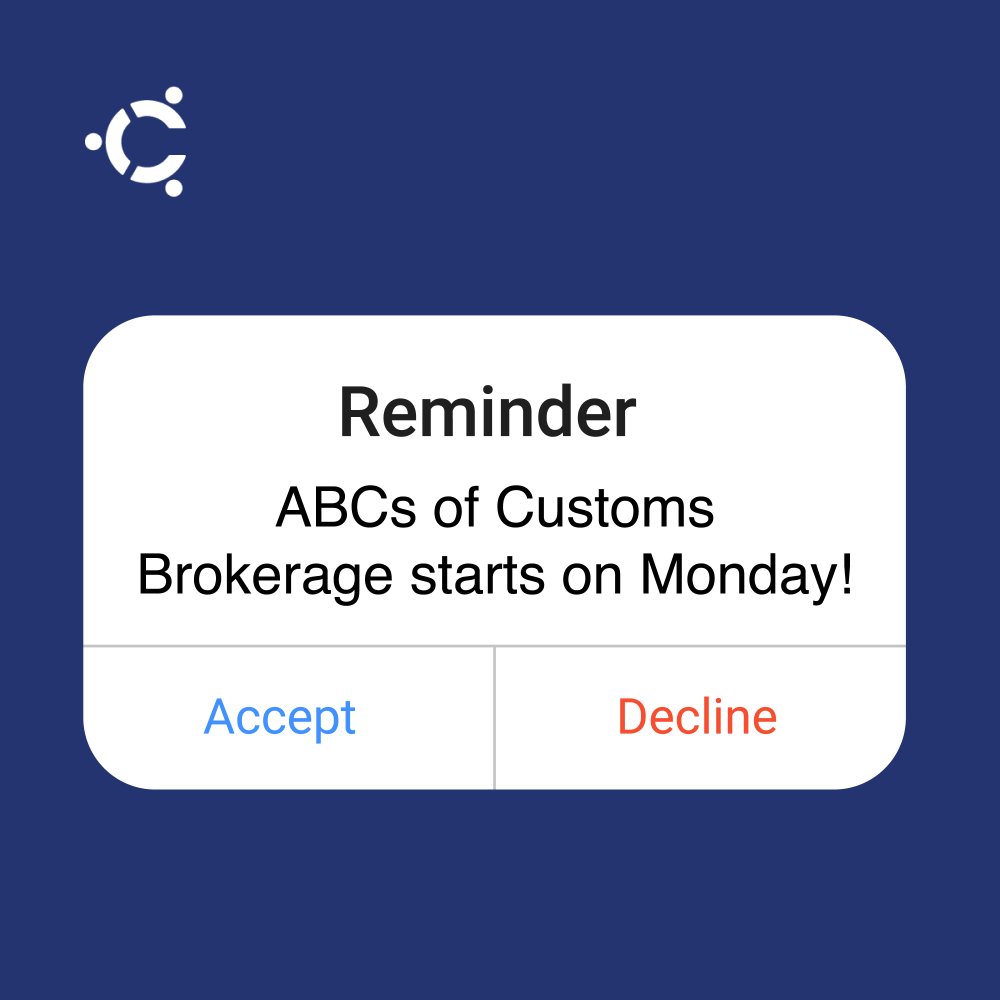 CSUCaPE's tweet image. Enroll in this popular course before it’s too late!

Enroll here loom.ly/R9AnZhw

#Customs #Brokerage #Broker #CustomsSpecialist #Logistics #DreamBiggerReachHigher #CareerAdvancement #ClaytonStateCaPE