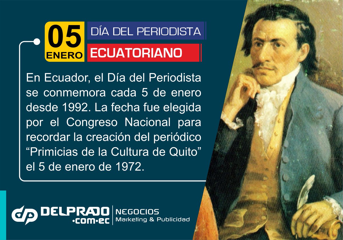 DELPRADOcomEC's tweet photo. 📣📃
¡Feliz Día al Periodista ecuatoriano!
🌟🌟🌟🌟🌟

SÍGUENOS EN 👇  👇
👉 https://t.co/ONCw4dRKNb 👍

❇️Hashtag
 
📈 #DELPRADOcomEC

#FRANQUICIAS 
#Publicompra
#NespraDelPrado
#SportsDelPrado
#CaféDelPrado
#MielDeAbejaDelPrado
#ToursDelPrado
#PuyangoDelPrado https://t.co/AGcoRMxN5b