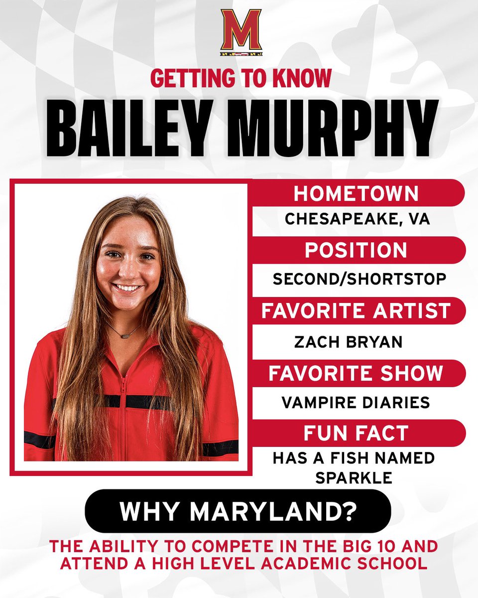 TerpsSoftball's tweet photo. Welcoming the freshmen infielder from Virginia... @BaileyMurph2023! 

#FearTheTurtle https://t.co/BJ3ypcPVC1
