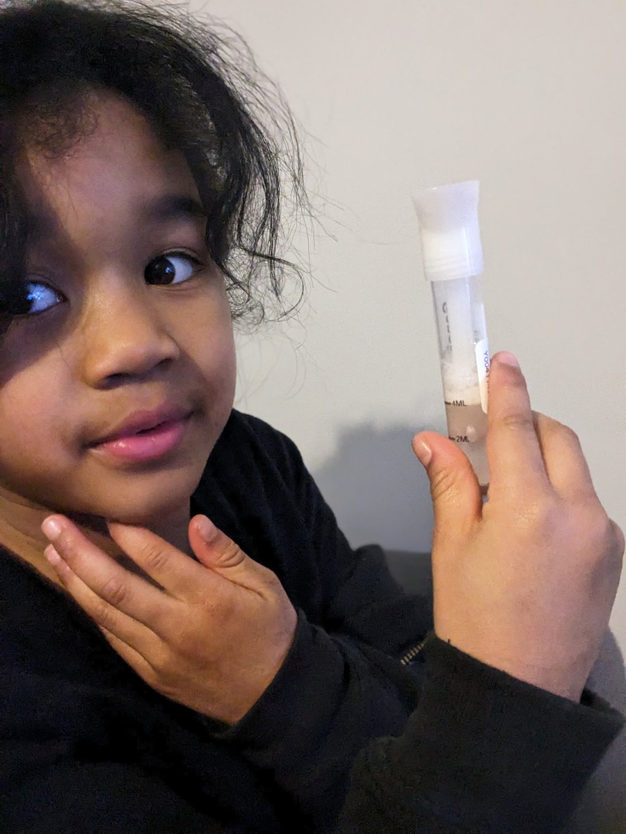 Both kids were excited to become research participants.

They collected spit in a tube we got from #DCYPHR  and we will complete the questionnaires tomorrow.

Let's find out how genetics & the environment affects diseases.

Your < 15 year old can help too 
bit.ly/dcyphr