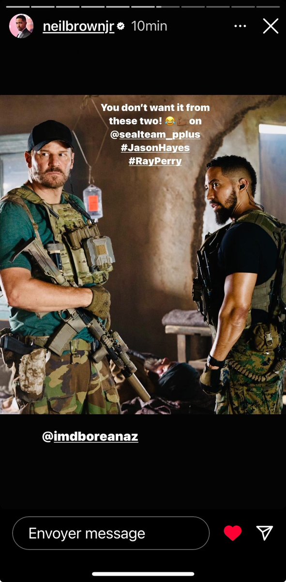 No spoiler from the spoiler king. #davidboreanaz must have signed a heck of a NDA!
But a pic from #NeilBrownJr (IG story) whom I thank a lot! 🙏
#SEALteam 🔱🎬