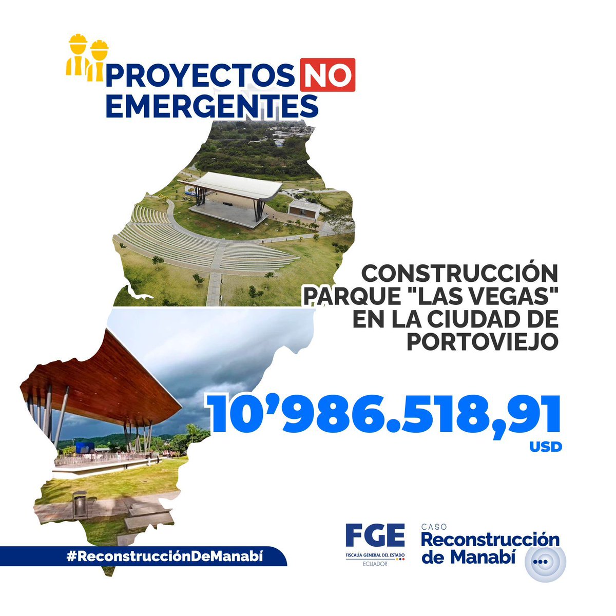 FiscaliaEcuador's tweet photo. #CasoReconstrucciónDeManabí | Los fondos provenientes de la Ley de Solidaridad se destinaron a proyectos que no se adecuaron al contexto de la emergencia por el terremoto. Ejemplos claros son la construcción de la carretera La Y de Mataje-Puente Mataje y el parque Las Vegas. https://t.co/znaDwVZOYu