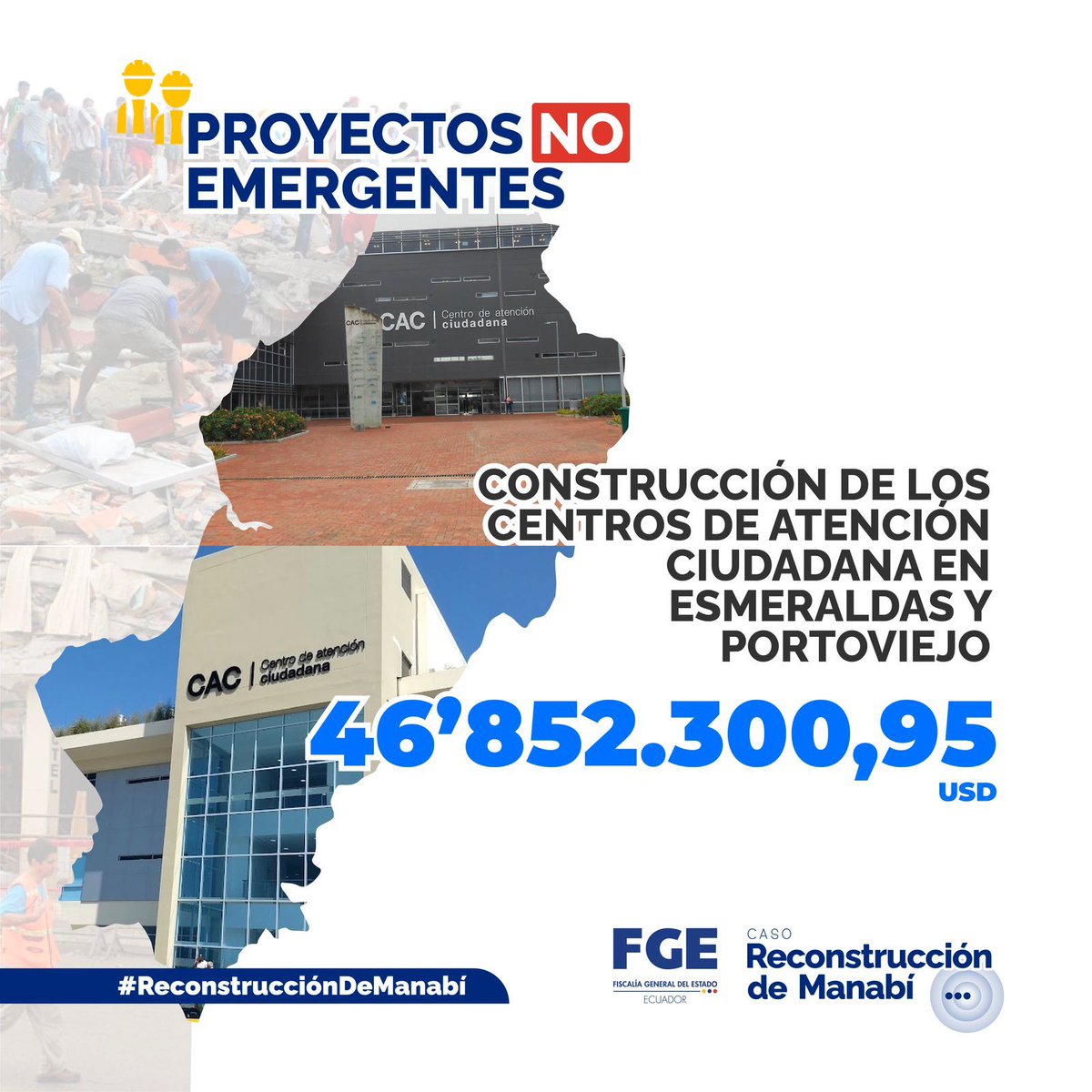 FiscaliaEcuador's tweet photo. #CasoReconstrucciónDeManabí | Los fondos provenientes de la Ley de Solidaridad se destinaron a proyectos que no se adecuaron al contexto de la emergencia por el terremoto. Ejemplos claros son la construcción de la carretera La Y de Mataje-Puente Mataje y el parque Las Vegas. https://t.co/znaDwVZOYu
