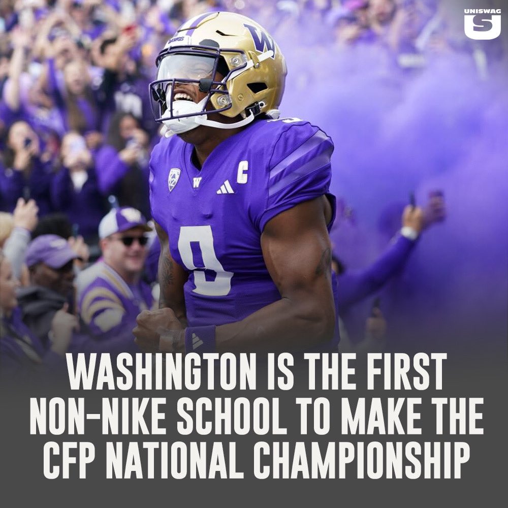UNISWAG's tweet photo. .@UW_Football will be the non-Nike school to play in the National Championship game during the @CFBPlayoff era.

#uniswag https://t.co/x7szTUnvdb
