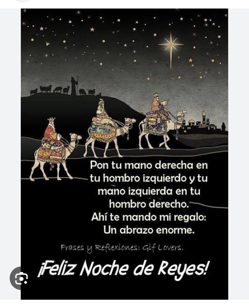 Buenas noches, #hermanos . Feliz noche de Reyes. Van a festejar y adorar al niño Dios . Que vengan cargados de regalos para la humanidad. Amor , ternura , humildad , unión, fe , solidaridad . Así sea Señor. Buenas noches a todos .
