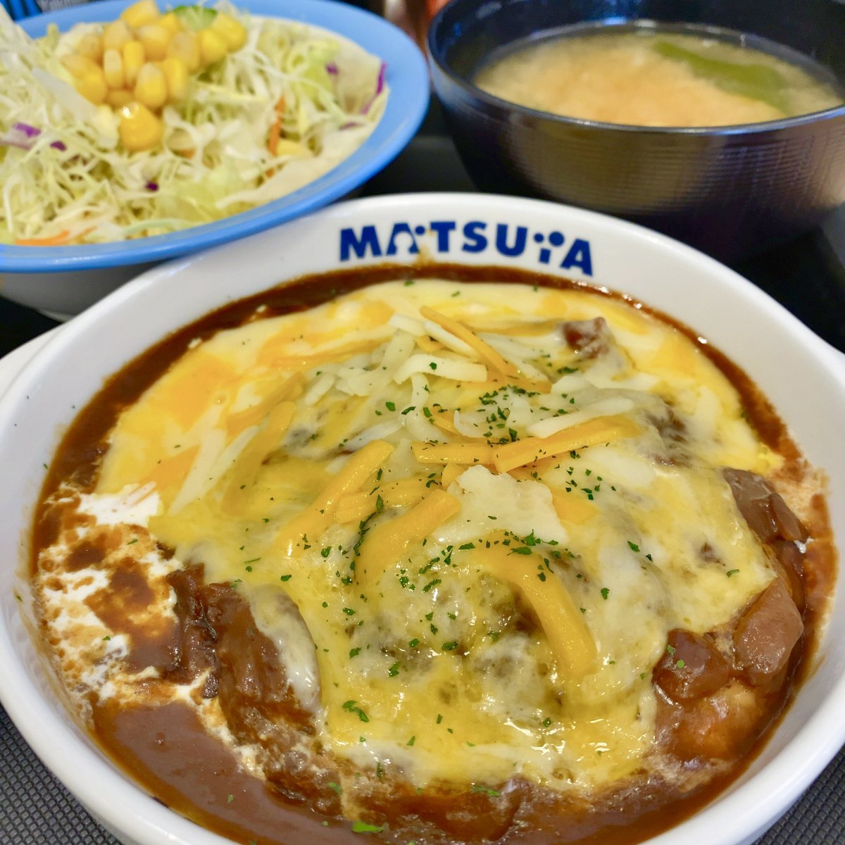 安定の旨さ☺️ 松屋でブラウンソースチーズハンバーグ定食🍴 #食べれ