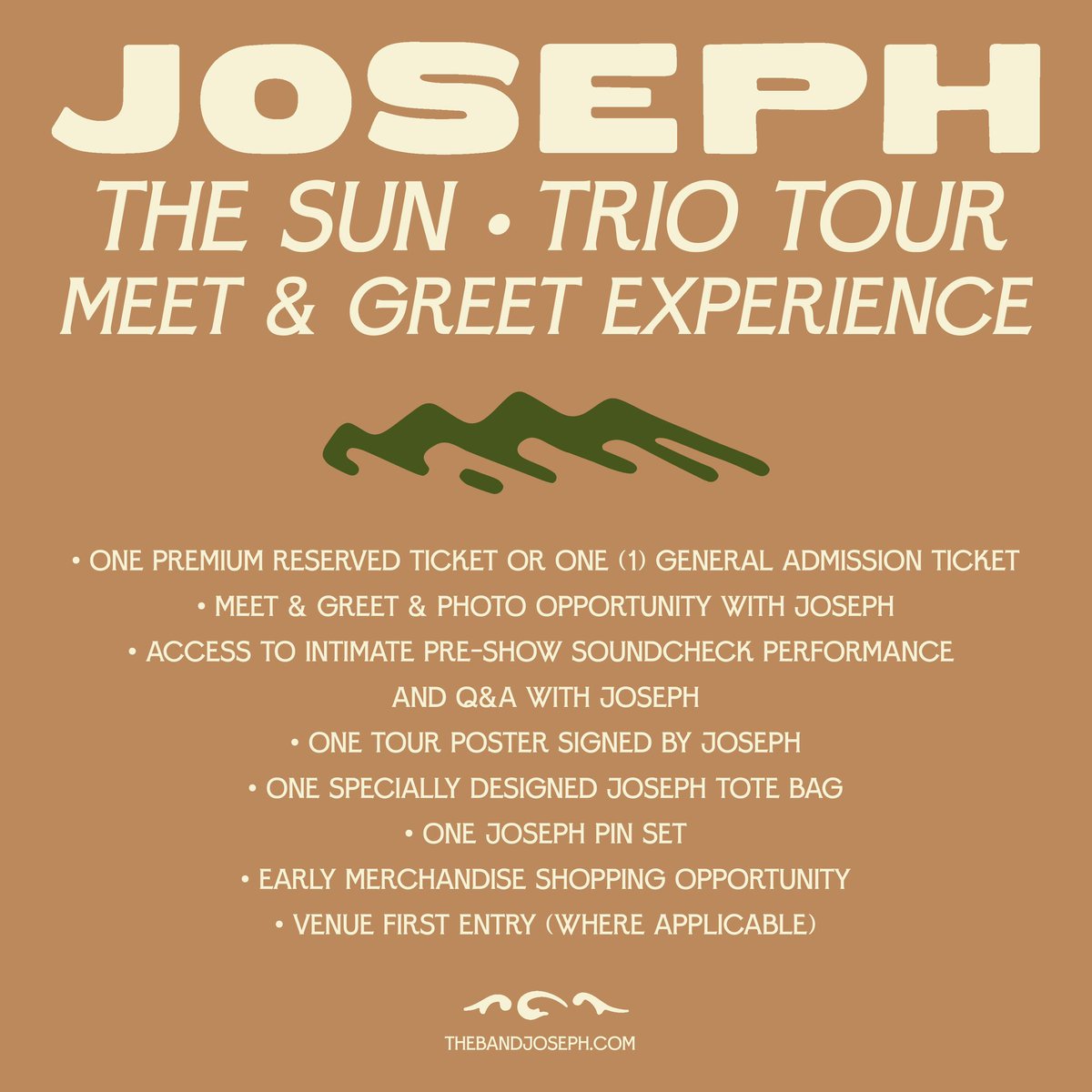 We can’t wait to be back on the road and be with you. We are so excited to have new VIP packages available now for most dates. See you all very soon! ✨ thebandjoseph.com