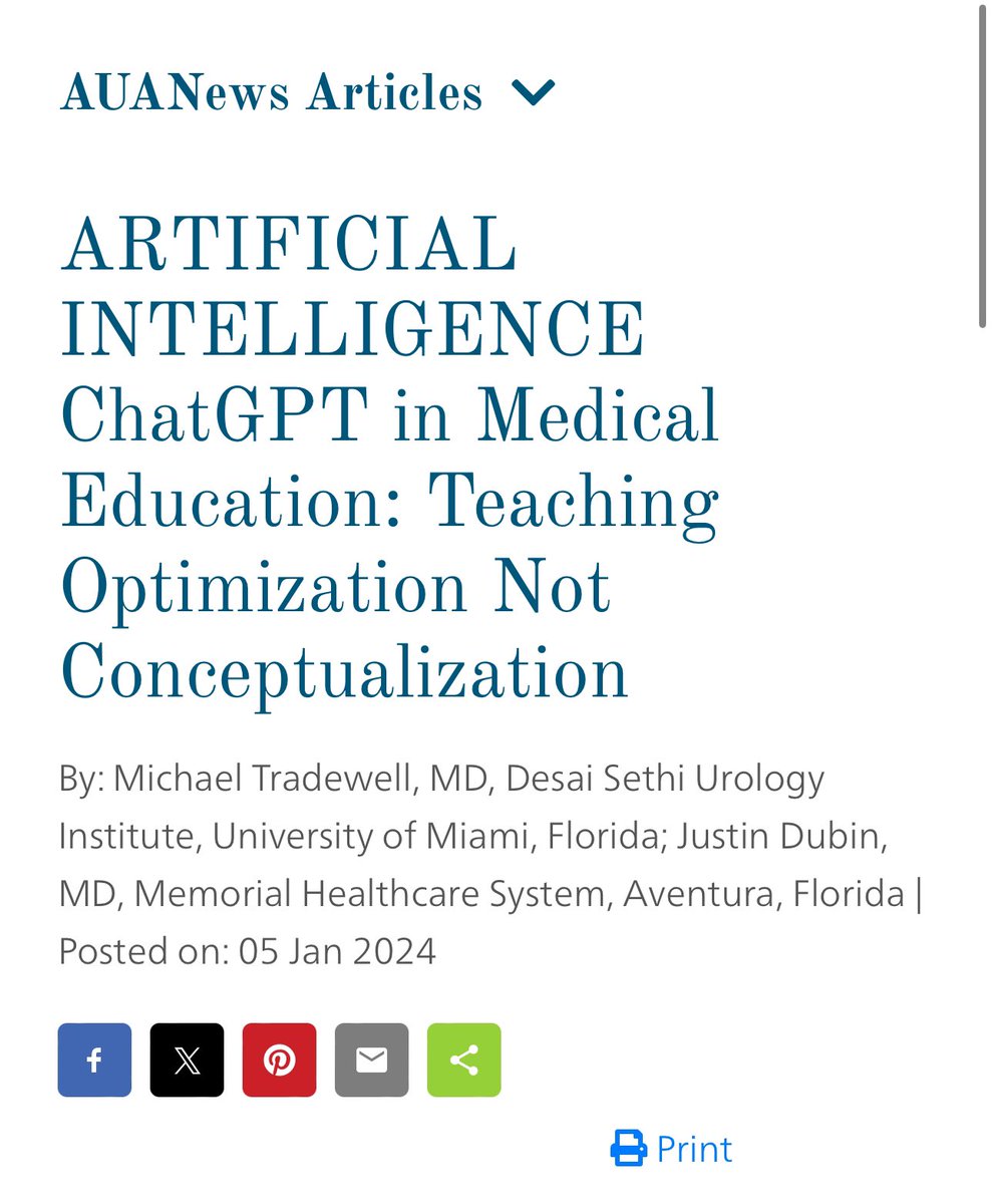 Honored to be part of this fantastic AUANews Special AI Edition.

I don’t think there is any question that AI is here to stay and as we progress in our utilization and knowledge of AI, the conversation not only becomes how do we use it, but also how as physicians should we TEACH…