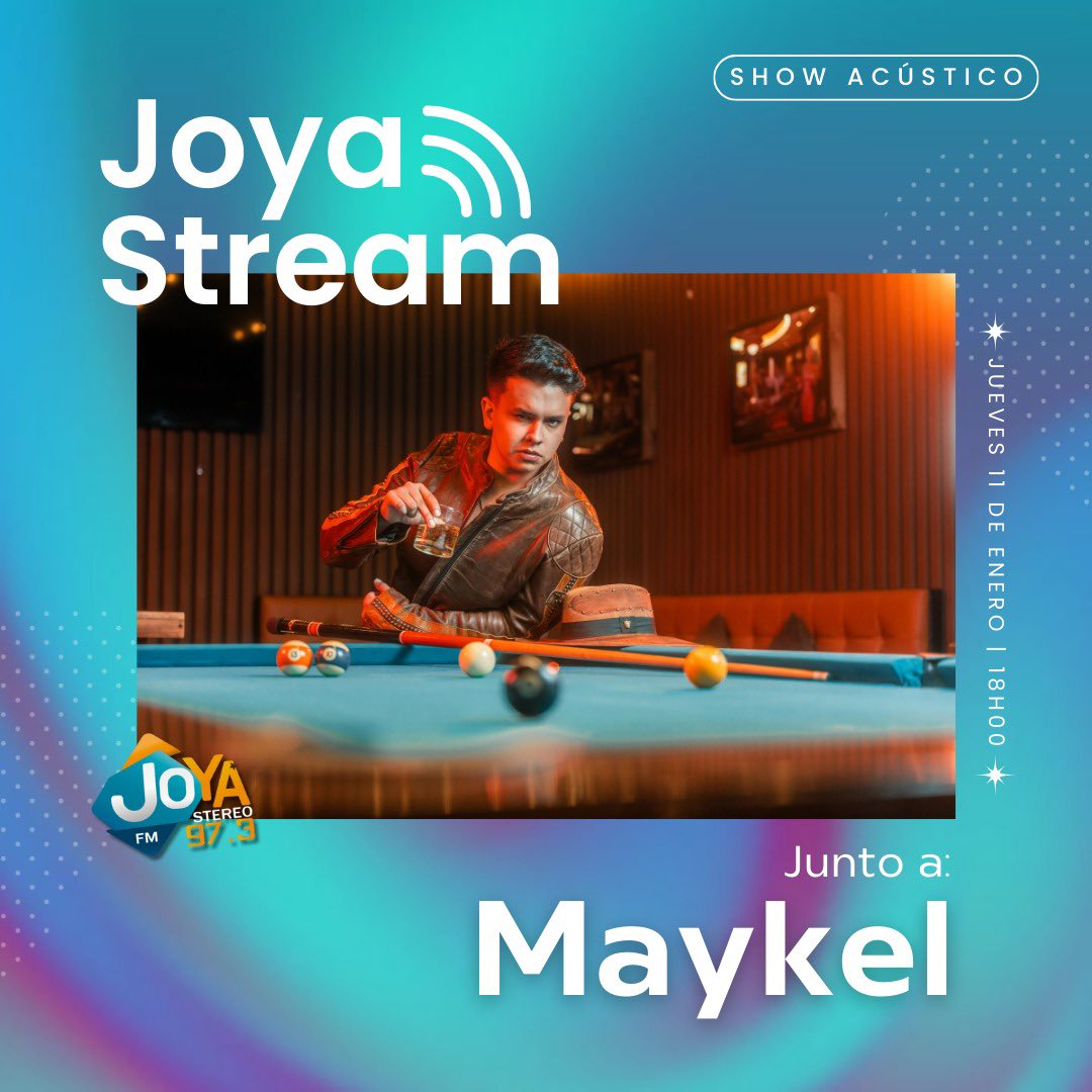 🎵 @joya_stereo y <a href="/MaykelOficial/">Maykel</a> juntos el 11/01 a las 18h00 en Joya Stream. Conéctate para disfrutar de su hit "Que Te Vaya Bien" en una sesión acústica única. 🔥 Sigue y participa por entradas. #Maykel #JoyaStream #BachataPop