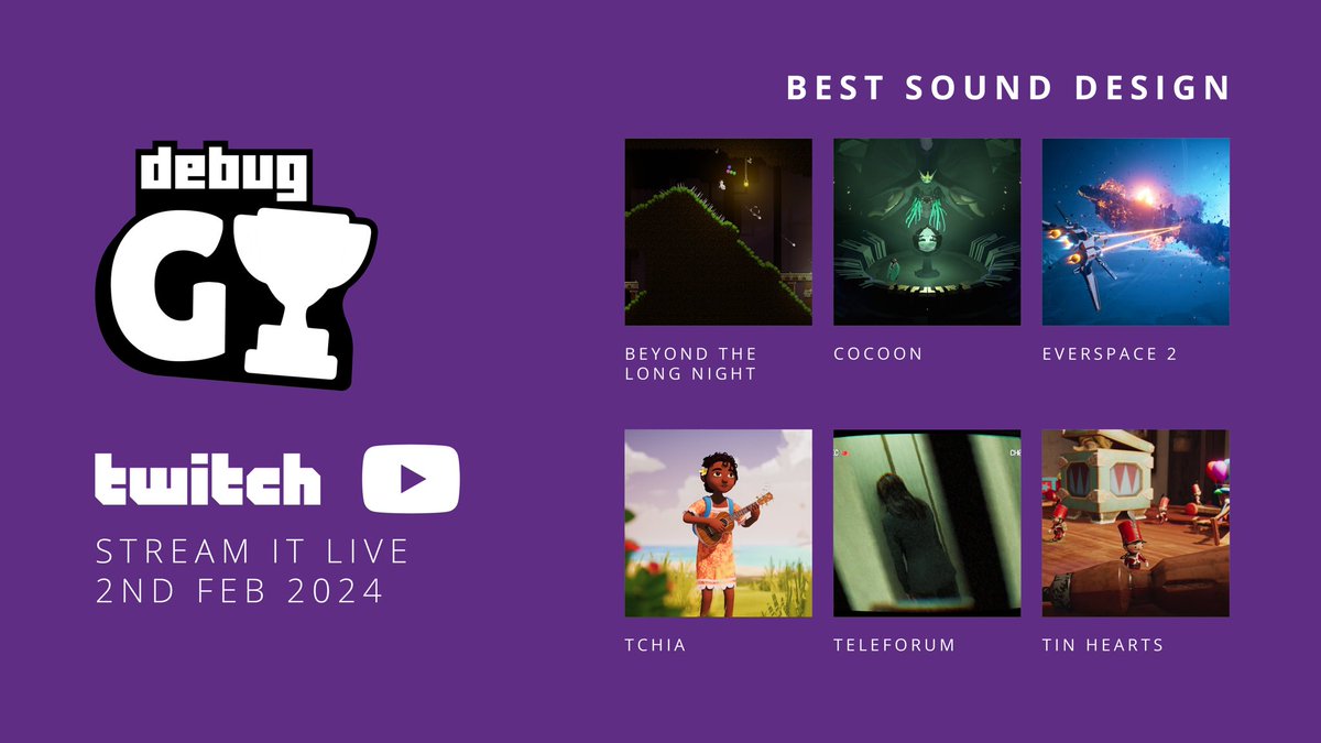 BEST SOUND DESIGN

Beyond The Long Night
COCOON
EVERSPACE 2
Tchia
TELEFORUM
Tin Hearts