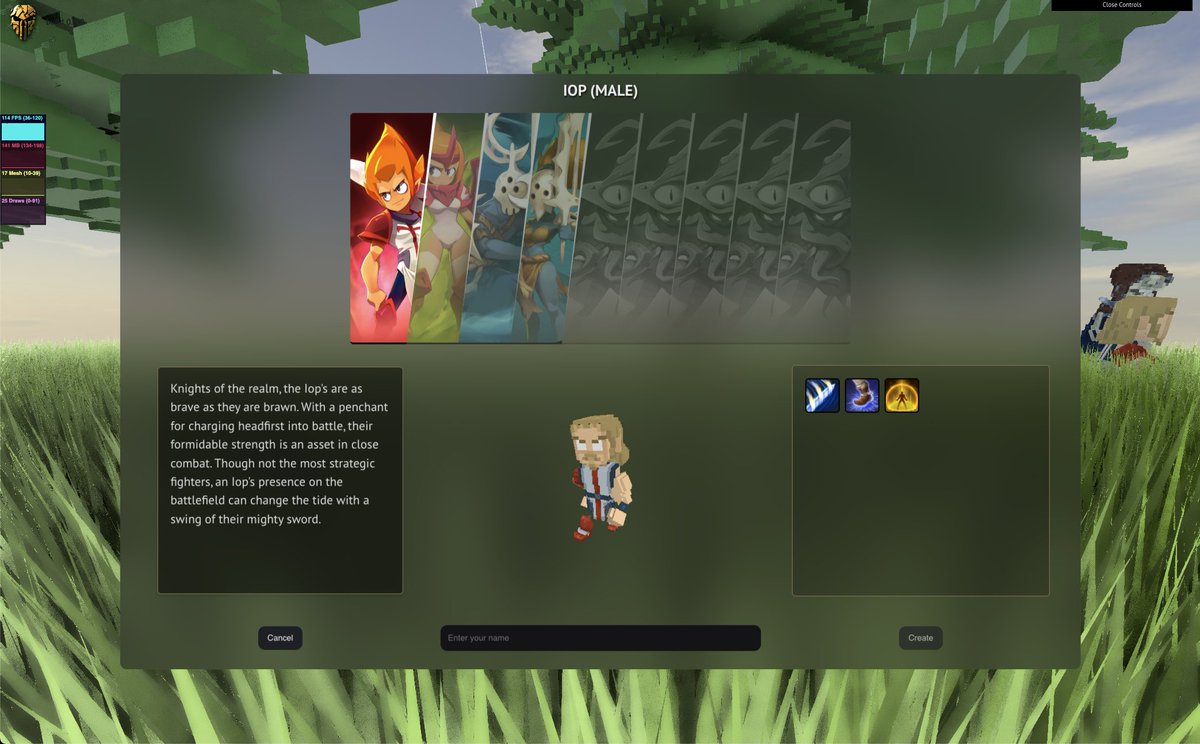 AresRPG's tweet photo. 🏹💥ARESRPG 0.6.0 Release

- Grosse optimisation des chunks et des models via instancing
- Ajout de 3 nouveaux personnages ainsi que leurs animations
- Ajout de la sélection des classes
- Ajout de la structure des sorts
- Bug fix et refactoring interne

Avis aux testeurs, vous pouvez toujours modifier la render distance et les settings de la map, n'hésitez pas à fouiner pour les bugs ! 📷 #threejs #aresrpg #mmorpg