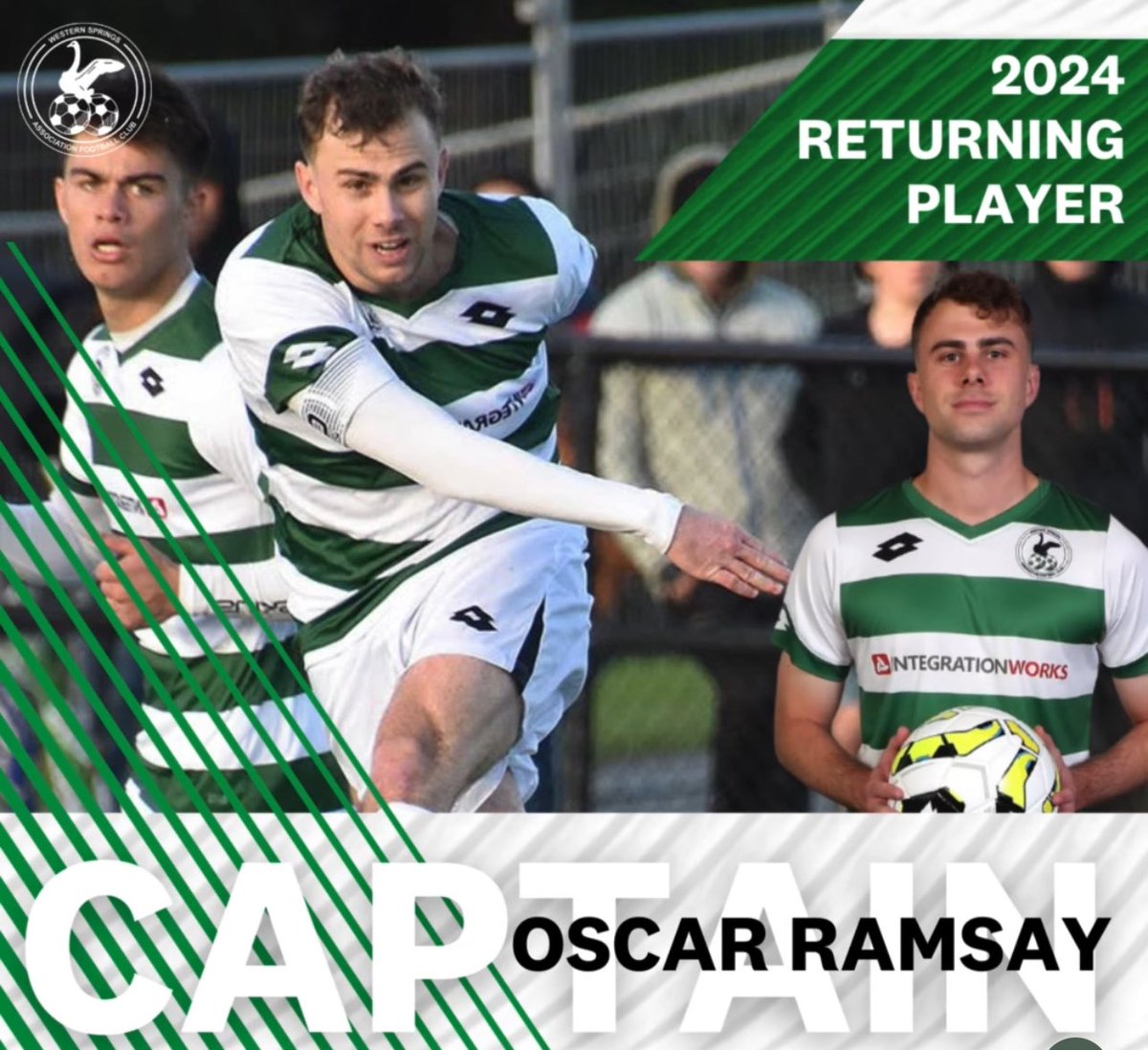 Welcome back Oscar! Fantastic talent on the pitch, incredible leader. Proud for us <a href="/WspringsFC/">Western Springs AFC</a> to have you lead us in 2024. #WS24💚🤍🖤