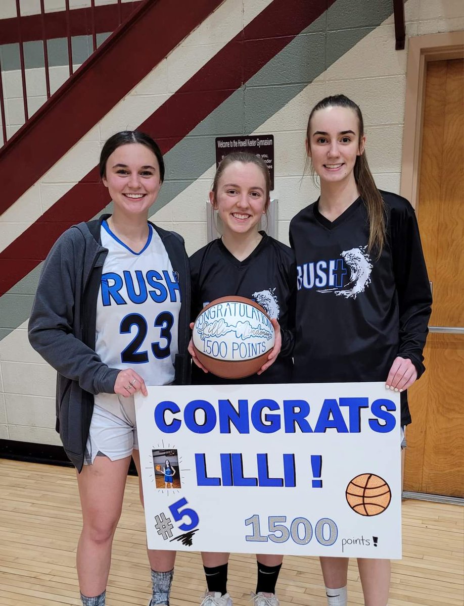 Congratulations to RUSH Senior Guard <a href="/LillianMindeman/">Lillian Mindeman</a>, who achieved career point number 1500 in tonight's win versus School of the Ozarks. Lilli also has over 500 rebounds, nearly 600 assists, and over 350 steals in her career.