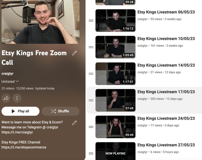 craigtyr's tweet photo. I've generated over $3.5 million from Etsy Dropshipping 

Want to learn Etsy dropshipping from the Etsy King?
 
Like &amp; RT this tweet and I will DM you 25+ hours of livestreams all about Etsy dropshipping  

FIRST 100 PEOPLE ONLY (must be following) https://t.co/wm8gSqs3Vi