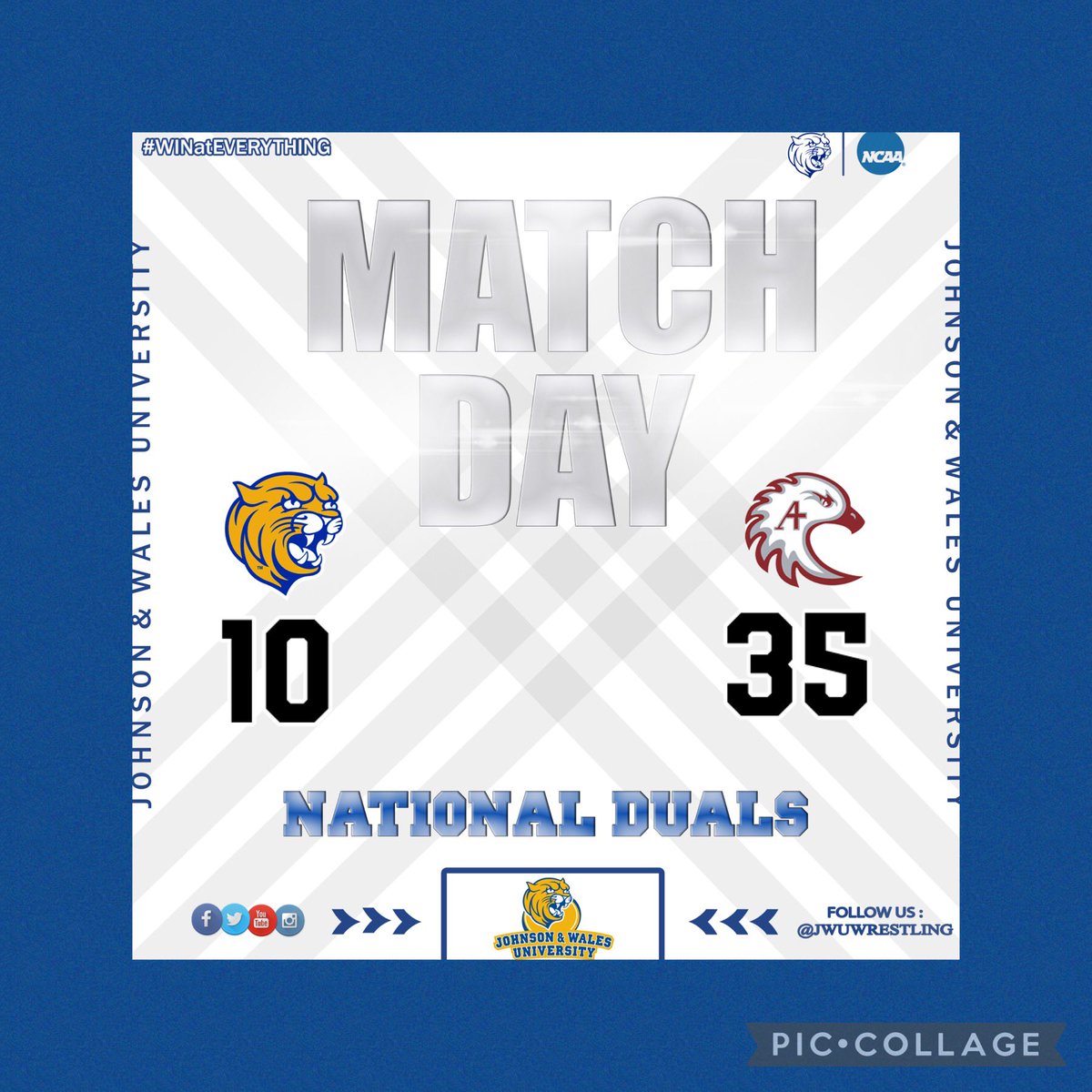 JWU WRESTLING on X: "JWU falls to #1 Augsburg in the Quarter Finals will  face the Winner of TCNJ or Loras to place at the National Championships.  Next match will be at