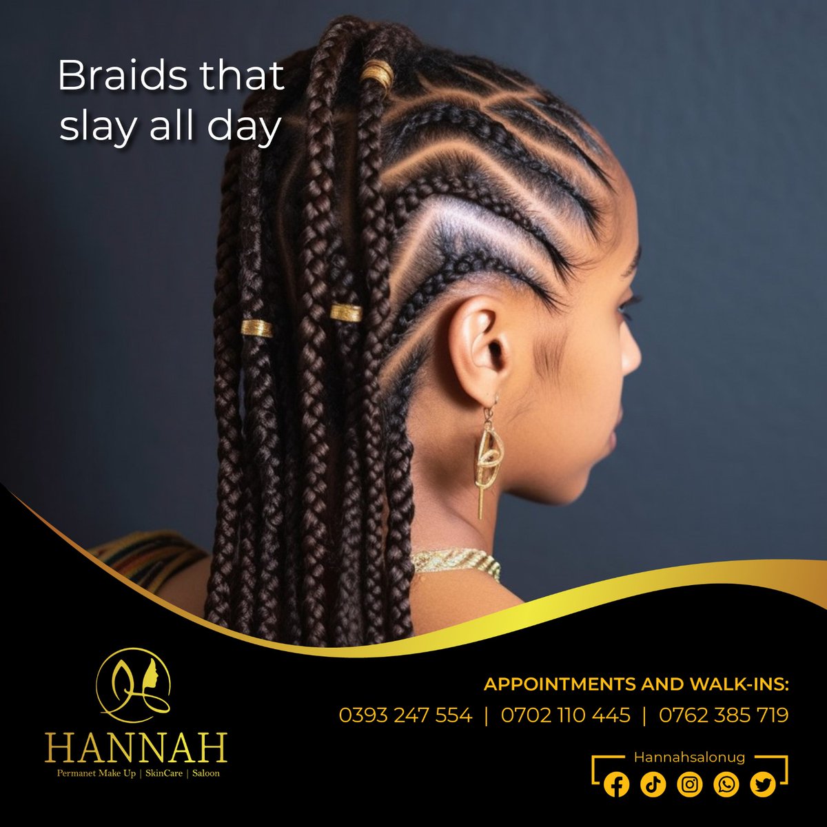 salonhannahz's tweet image. Set the trend this weekend with these exquisite Conrow braids. Its style, elegance, and confidence all in one look.
Call us on 0702110445/ 0762385719

#braids #conrows #hair #weekend #weekendhair #beauty #blackbraids