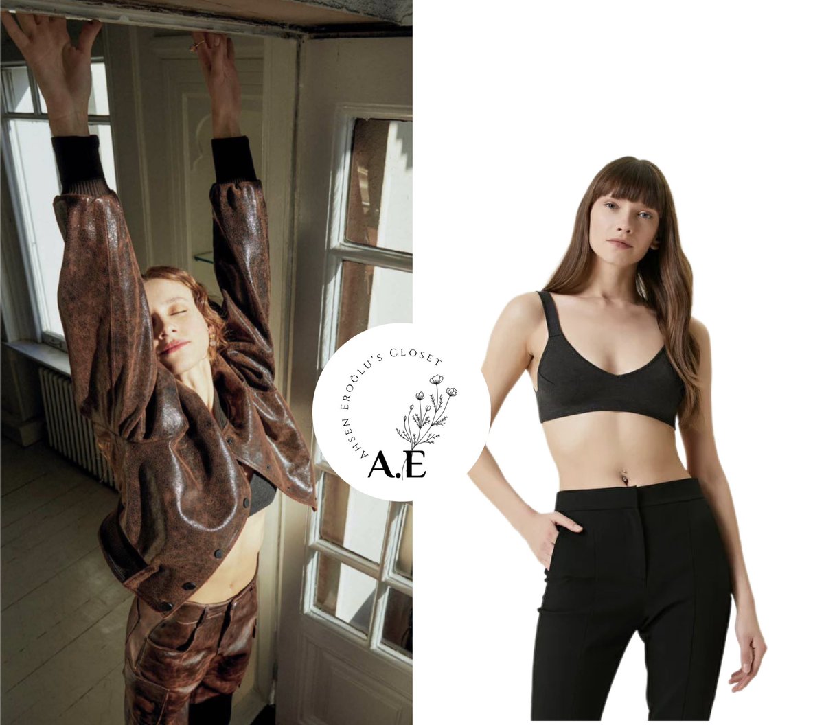 AhsenCloset's tweet photo. Ahsen X InStyle Magazine, January 2024 Issue 🤎
——
Ahsen was styled in Academia’s Dark Brown Short Leather Jacket and Anthracite Knitwear Bustier (₺10,995 &amp; ₺2,699 via beymen) that were paired with The Eliza Leather Pants from Muse For All (€750).

#ahseneroğlu https://t.co/okcPDaz3sx