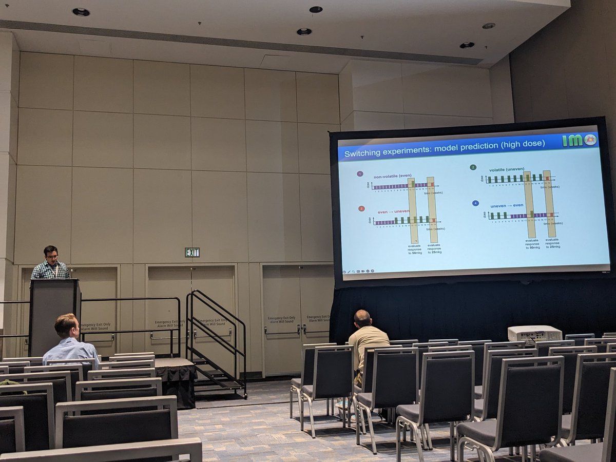 Our own @mathoncbro , Jeffrey West from the @mathonco, at Moffitt Cancer Center (@MoffittNews) has been informing the audience on his excellent study about designing cancer treatment schedules with mathematical principles. #JMM2024 #MathBio #MathOncology #SanFrancisco.