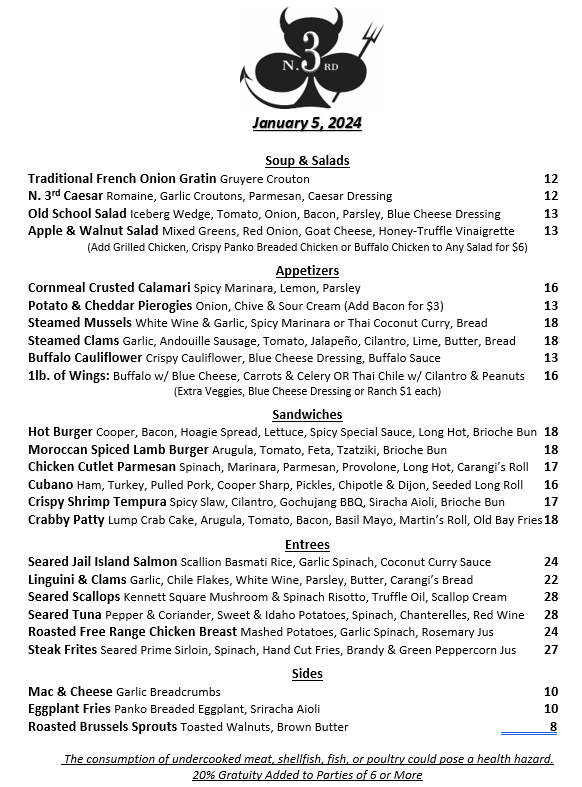 Tonight's Menu! We also have a limited number of Ginger & Sesame Spiced Tuna Burgers! Get 'em while they're hot! See you tonight. #weloveyou #lordofthewings #bestwings #eatlocal #phillyfoodies