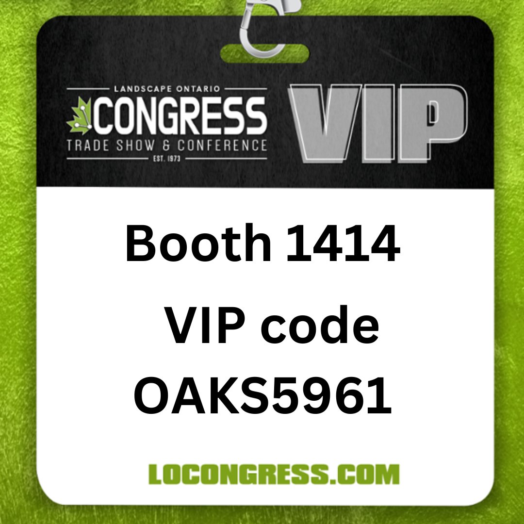 📢 We are back at Landscape Ontario Congress for 2024 from Jan 9th to 11th! ⚒️

We will be at our usual location on booth #1414. For your free VIP pass use code OAKS5961 when registering on the LOCongress website.

We can't wait to see you there...👌

#LOCongress2024