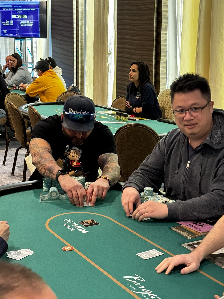 BetMGMPoker's tweet photo. POV: You just sat down at a new table and realize the guy to your left is 2023 GPI Player of the Year, @BinWeng88… https://t.co/7bxJzSc53j