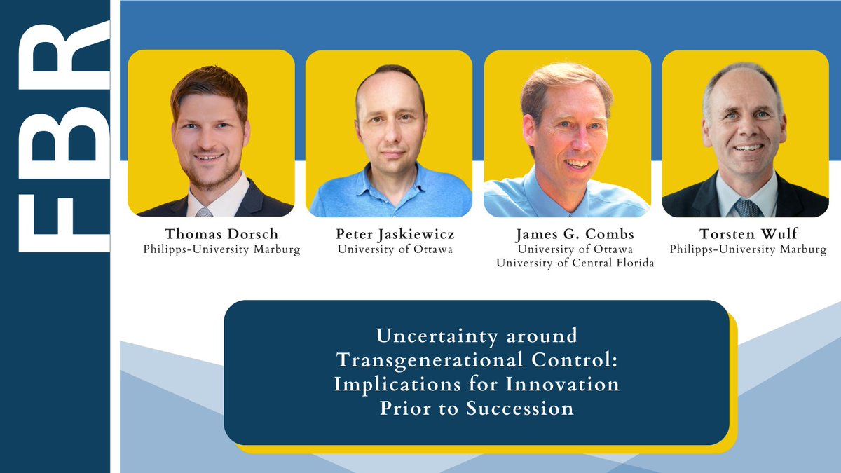 New Research from Dorsch, Jaskiewicz, Combs, &amp; Wulf

They explore transgenerational control uncertainty as a mechanism impacting innovation behaviors pre-succession. 

read more: journals.sagepub.com/doi/10.1177/08…
<a href="/peterjask/">Peter Jaskiewicz</a> <a href="/uOttawa/">Université d'Ottawa | University of Ottawa</a> <a href="/Telfer_uOttawa/">Telfer School of Management</a>