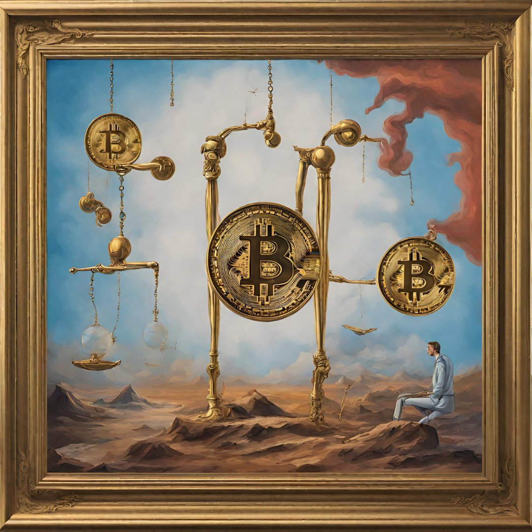 okx's tweet photo. We asked AI to create #Bitcoin art in Dalí's style 👨‍🎨

🖼️ What do you think? https://t.co/z5r5RRxIQY