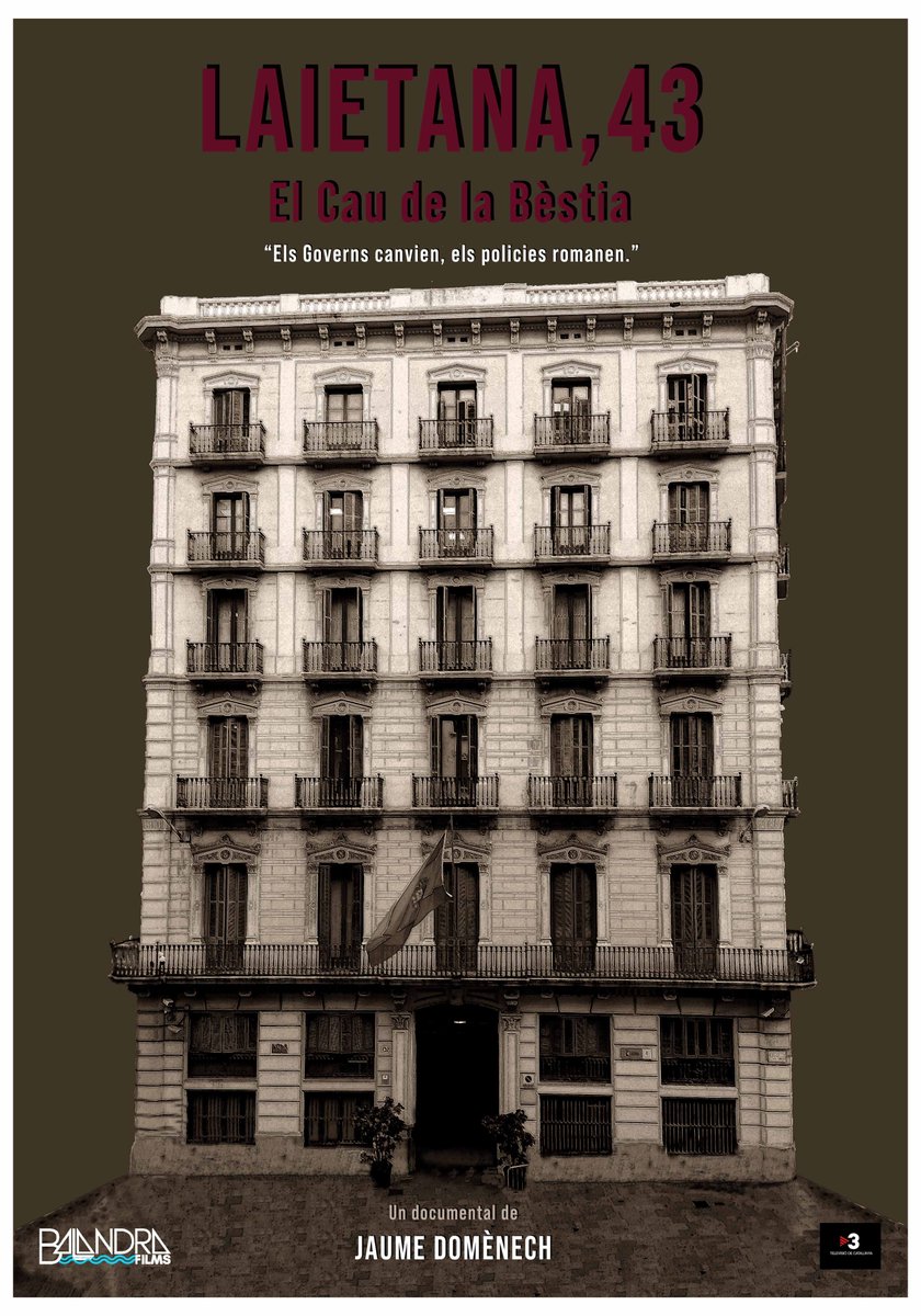 BalandraFilms's tweet photo. Dimarts, 9 de gener. Estrena al @senseficcio.
"Tot allò que ha passat a Vía Laietana 43 durant dècades és Estat, és part de l'Estat. No afecta només  als funcionaris de policia que han estat responsables de tortures contra milers i milers de persones. " https://t.co/HSACDpXp5B