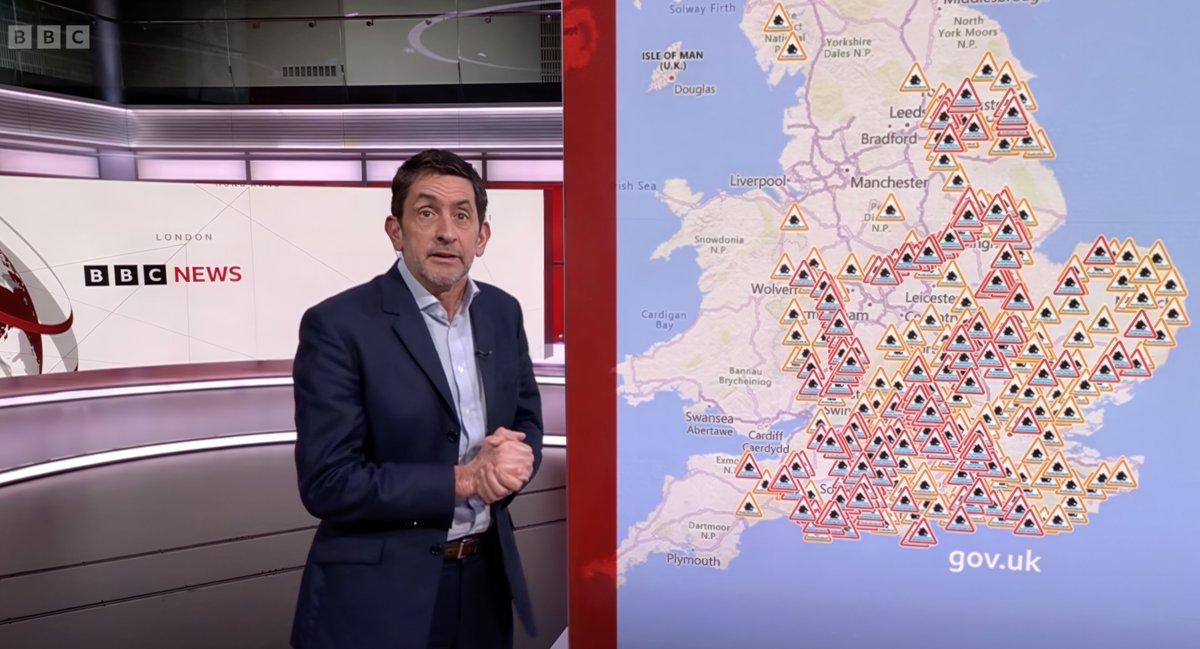 Three days before Parliament will debate Rishi Sunak reversing the UK's Climate Change pledges by allowing more oil and gas licenses

BBC News show the effect of Climate Change, over 250 flood warnings across England alone