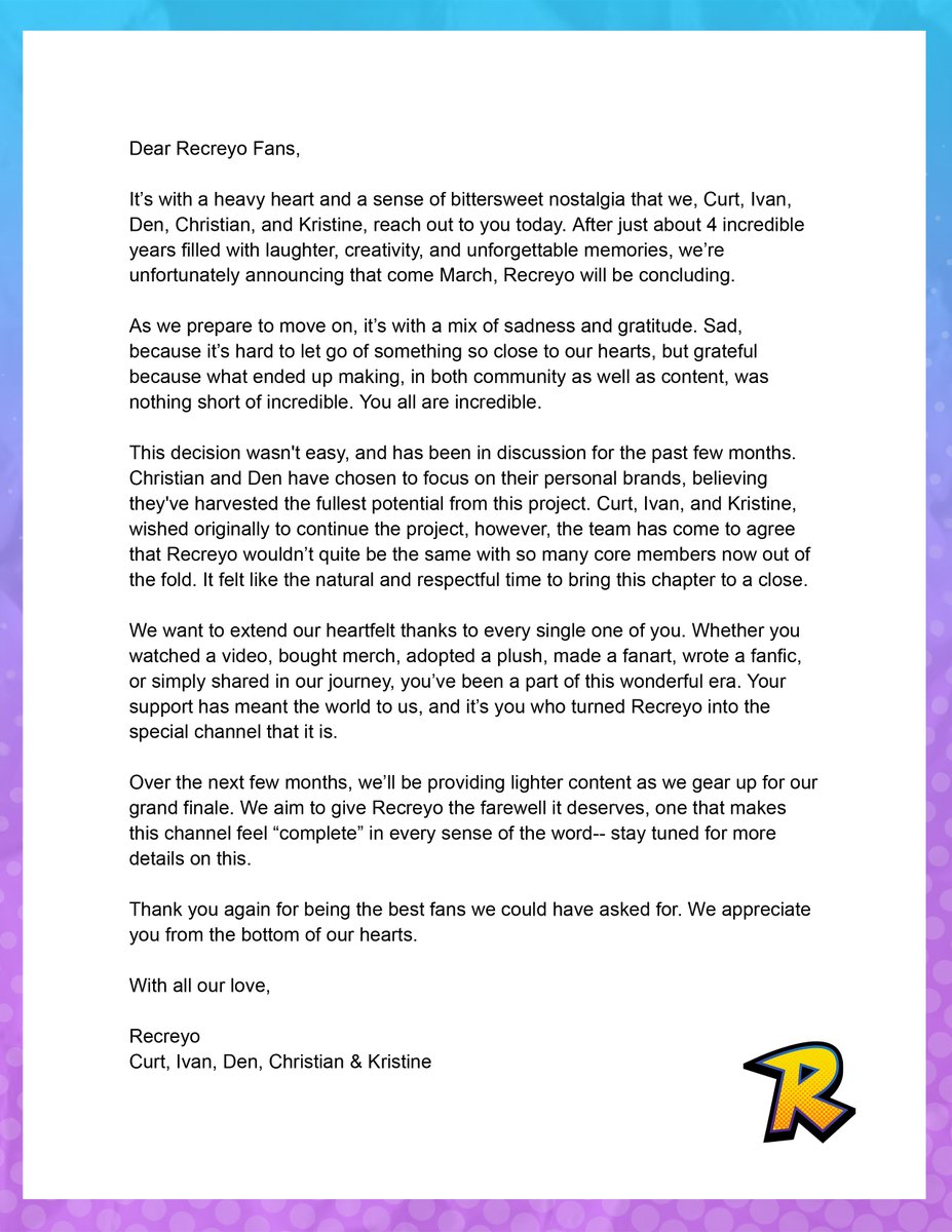 RecreyoYT's tweet image. Thank you all for everything &amp;lt;3