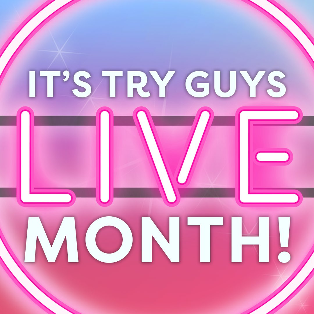 tryguys's tweet photo. It’s LIVE MONTH!!🚨‼️ Every Wednesday 5PM PST this month in place of a new video we will be going live in a different fun format every week on our YouTube channel! We can’t wait to hangout with you all😤🥳 https://t.co/v8xFX7u2Gy