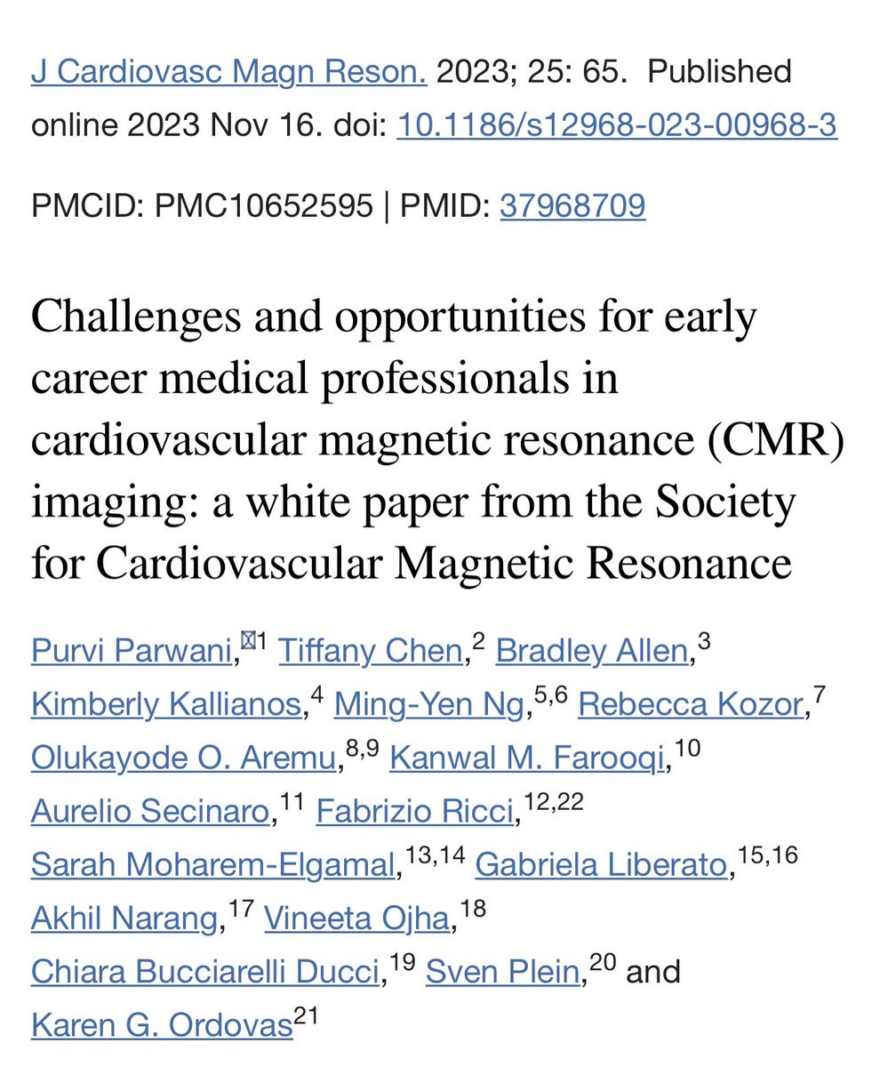 So proud of this group - my coauthors and thank you @SCMRorg leadership for giving us an opportunity to build this white paper on challenges that early career professional doing #WhyCMR face across the world and opportunities that exist within the society and though societal