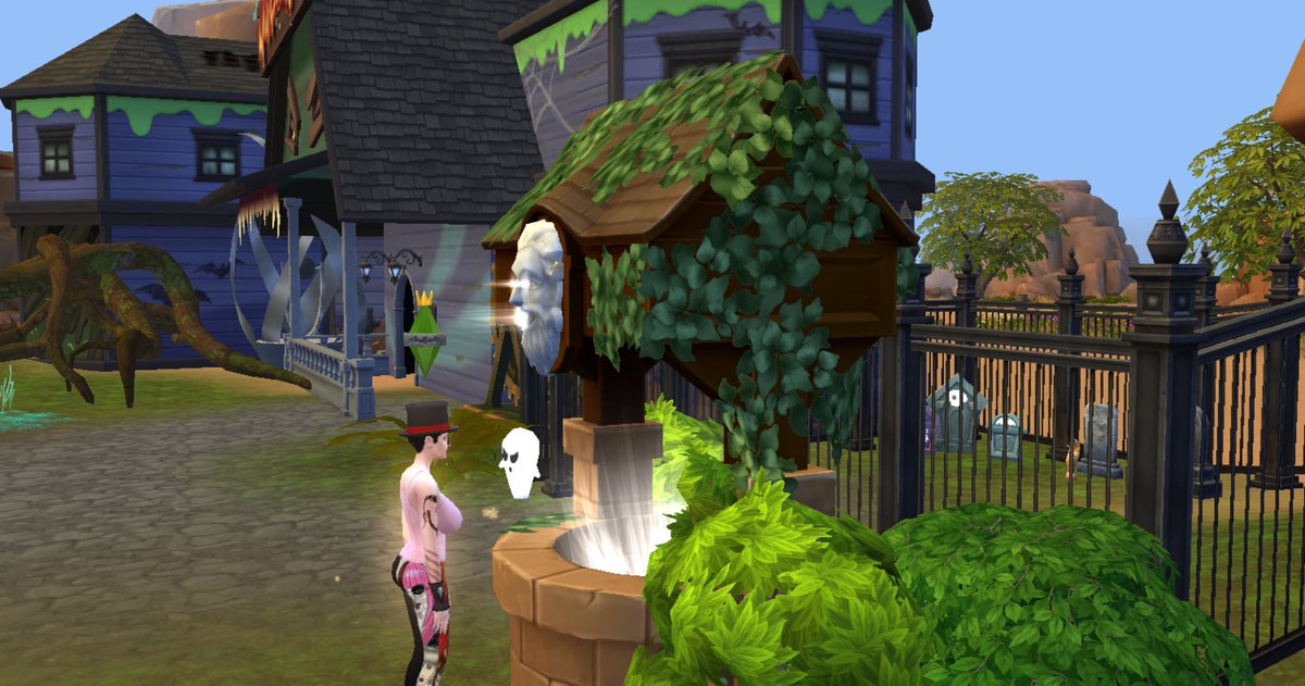 ClaireVGray's tweet photo. My online simmer bestie @fox_kelso asked me to play test their haunted museum build so this is a thread of the playtest

I started out by having my self-sim visit with Jamie and Pairodox 

As soon as we showed up the coffee club met up with us

The haunted house ride worked! https://t.co/0sYzMXcx15