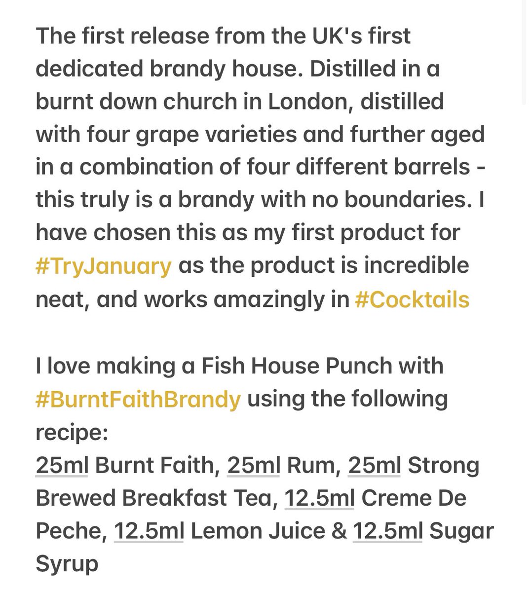 🥃✨ #TryJanuary Dillon’s choice - #BurntFaithBrandy Enjoy trying out the #cocktailrecipe below.. Just shake all the ingredients up, and serve over ice 🧊😁 #raritybottleshop @Bonnieandwilduk