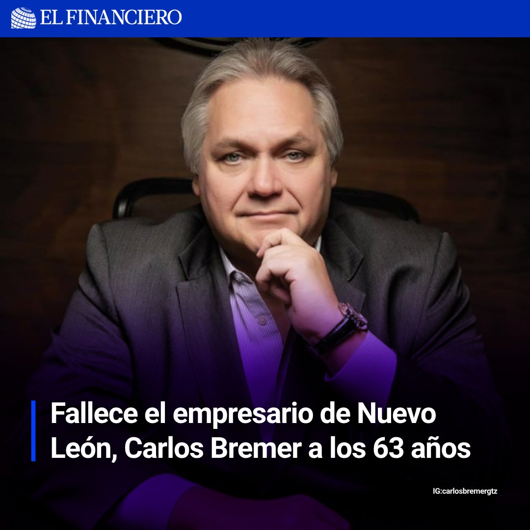 #ÚLTIMAHORA 🚨 Muere el empresario Carlos Bremer
La exestrella de Shark Tank tenía 63 años.
➡️ qrcd.org/49bv