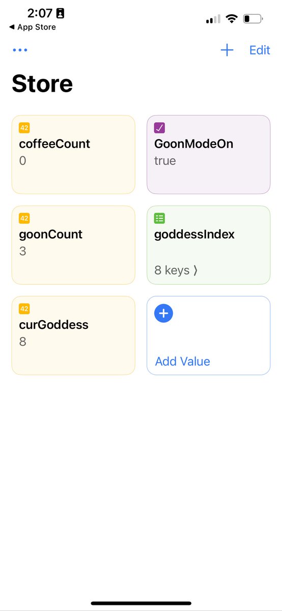 AugustTeza's tweet photo. Coffee count will be set by default, but the rest you’ll have to add. The shortcuts made reference the names as they’re spelled. GoonMode is a control switch to keep the apps on. goddessIndex is a mapping from number to Porn Star https://t.co/2Obafi1bfi