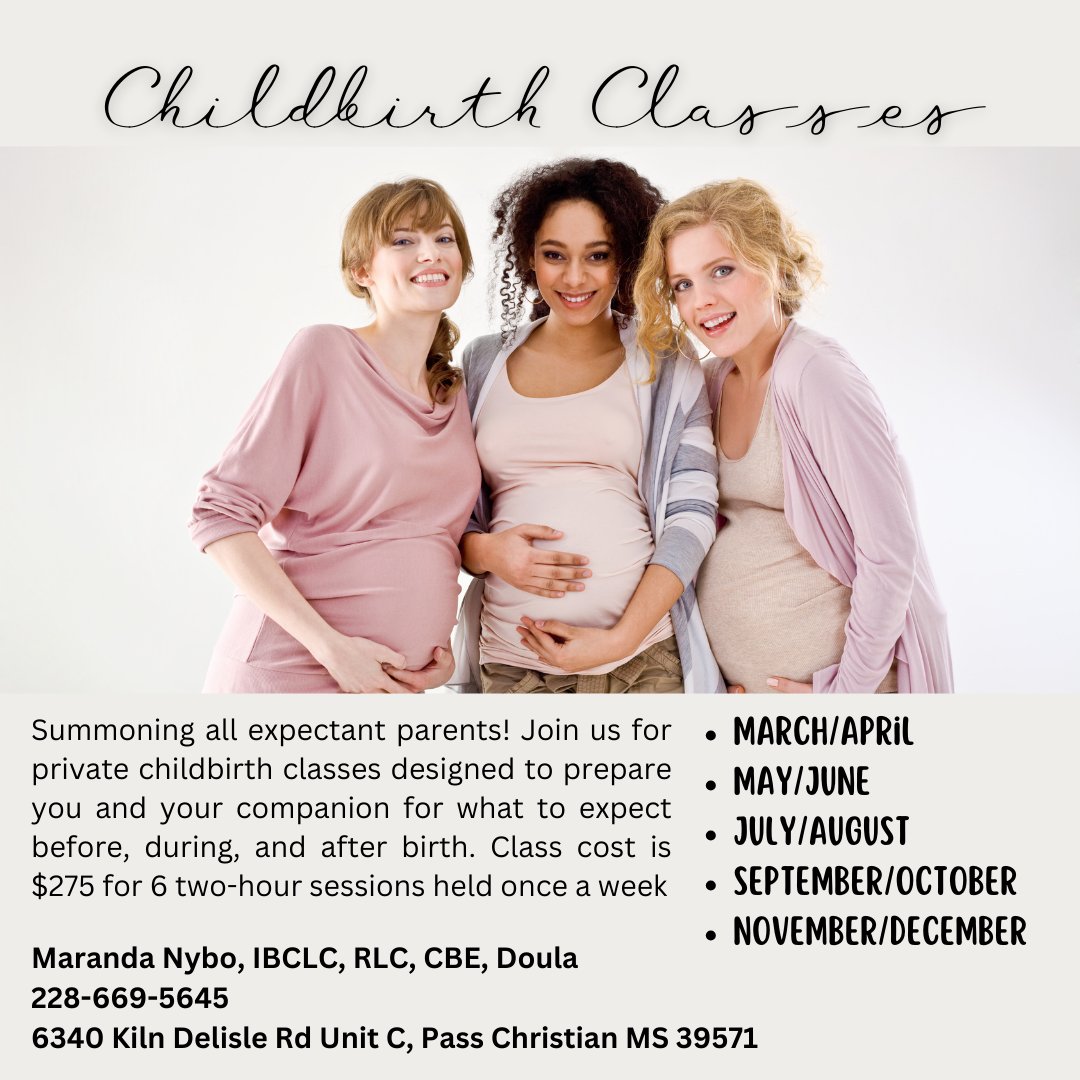 GulfCoastBF's tweet photo. Join us for private childbirth classes to prepare you and your companion for what to expect before, during, and after birth. The Class is $275 for 6 two-hour sessions held once a week.  More info on website here: https://t.co/NBtPVa23Lo https://t.co/SKGxi63GDI